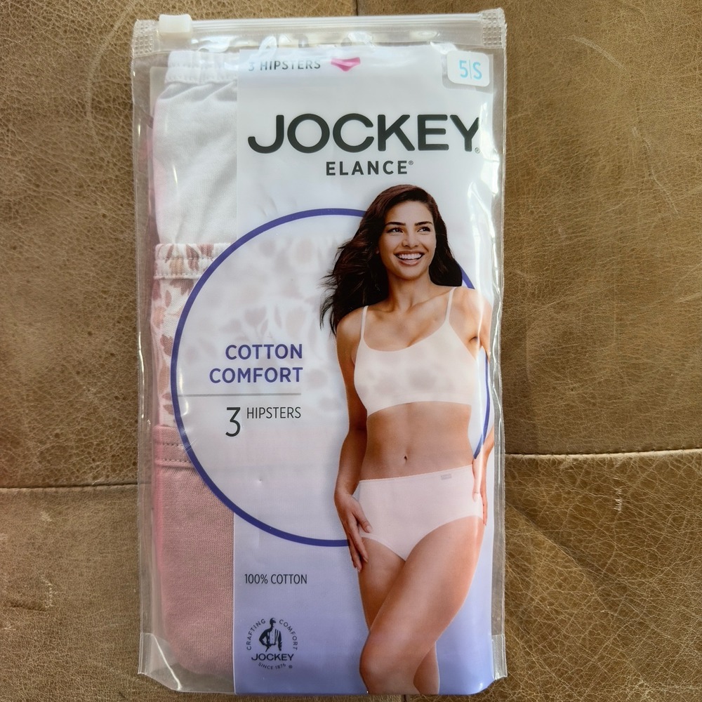 NIP JOCKEY 3 Pack Elance HIPSTER Comfort 100 Cotton 1488 Womens SMALL size 5 NEW